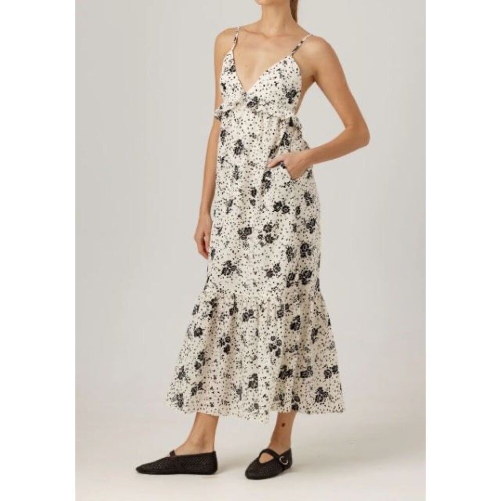 Sundays Petal Marceline white and black floral dress